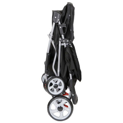 4 Wheels Pet Stroller Dog Cat Stroller with Storage Basket and Cup Holder Black