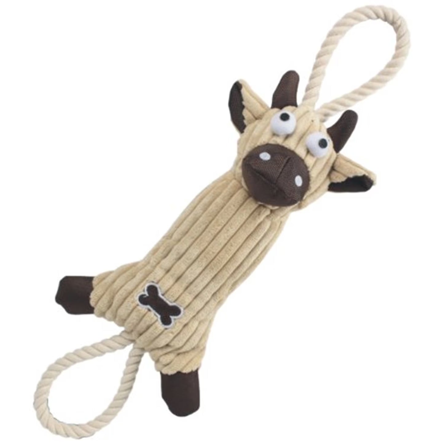 ® 'Plush Cow' Natural Jute Rope and Squeak Tugging Plush Dog Toy