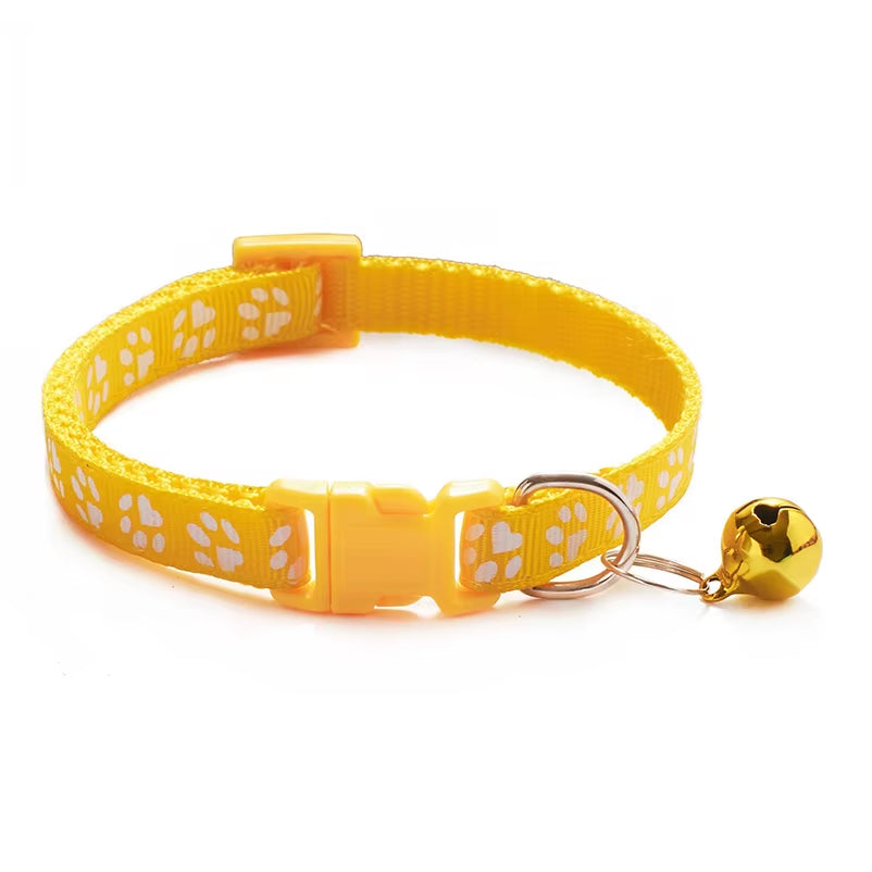 Pet Cat Bell Collar Dog Print Cat Collar Multiple Colors Optional Necklace Ring Cat Rope Collar Pet Supplies