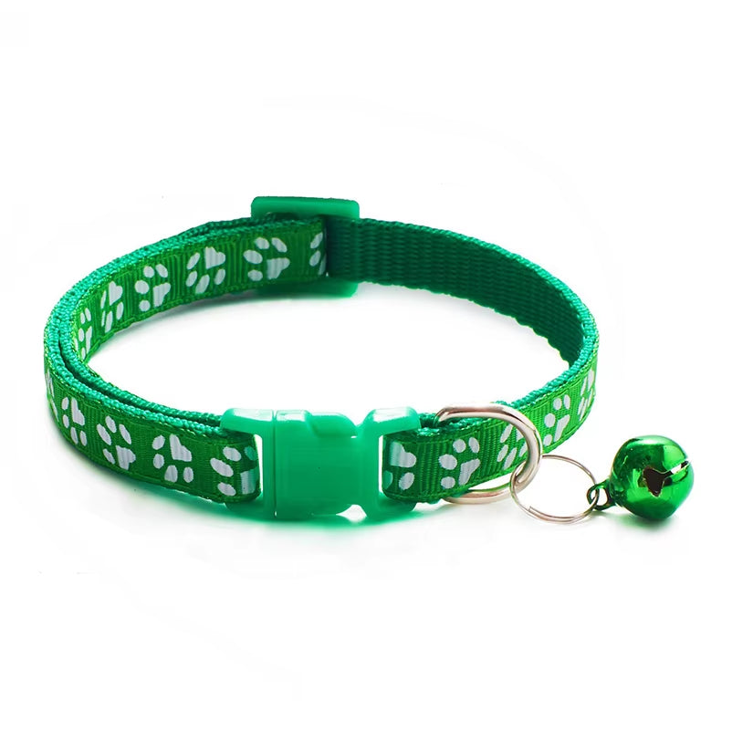 Pet Cat Bell Collar Dog Print Cat Collar Multiple Colors Optional Necklace Ring Cat Rope Collar Pet Supplies