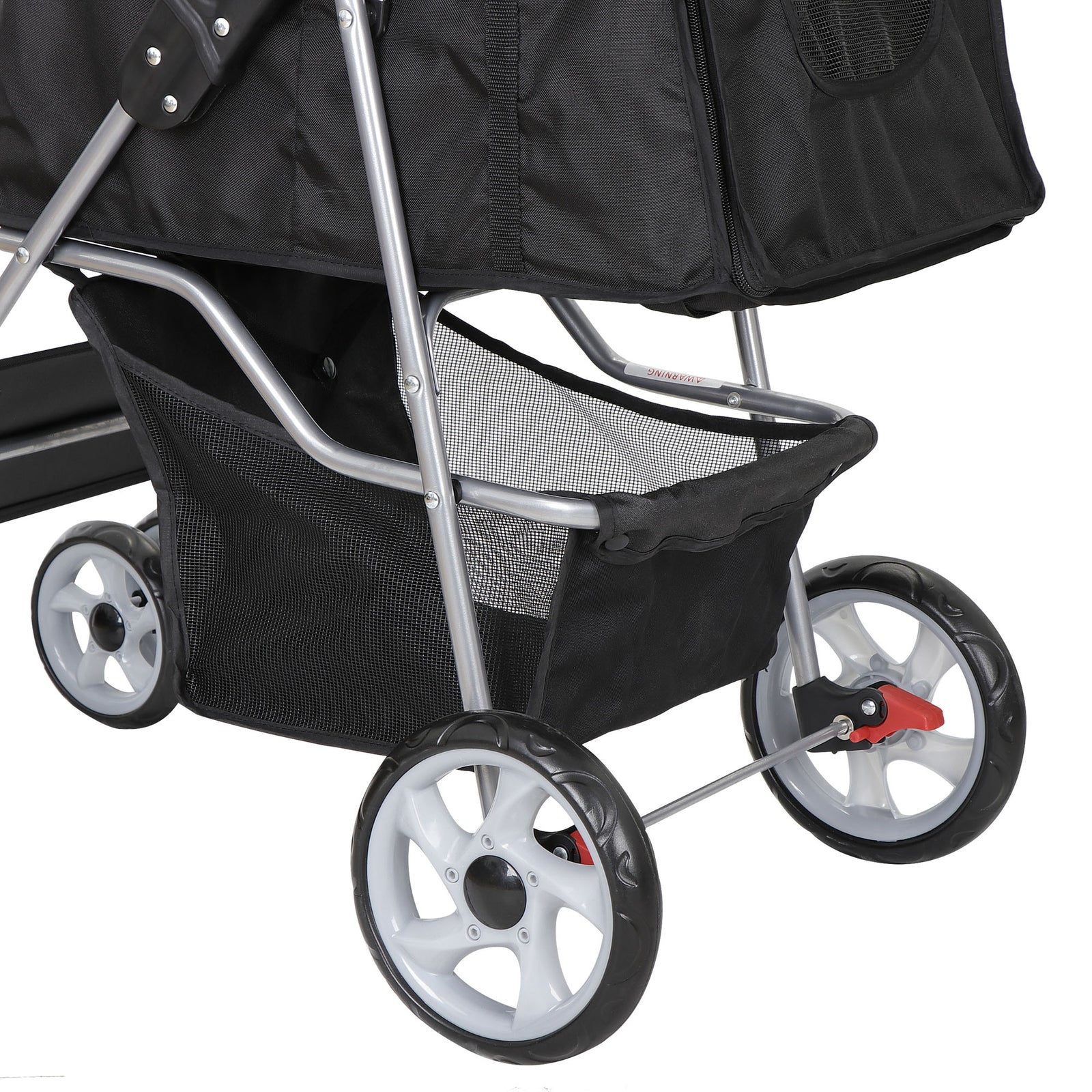 4 Wheels Pet Stroller Dog Cat Stroller with Storage Basket and Cup Holder Black